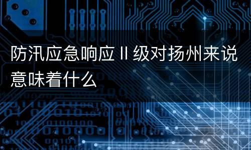 防汛应急响应Ⅱ级对扬州来说意味着什么