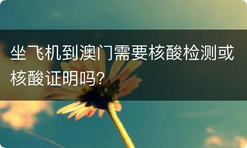 坐飞机到澳门需要核酸检测或核酸证明吗？
