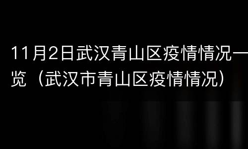 11月2日武汉青山区疫情情况一览（武汉市青山区疫情情况）
