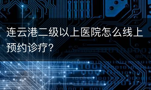 连云港二级以上医院怎么线上预约诊疗？