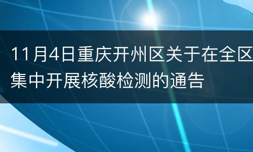 11月4日重庆开州区关于在全区集中开展核酸检测的通告