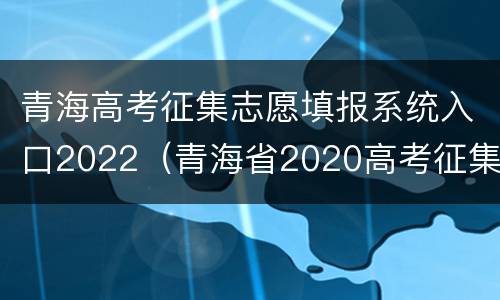 青海高考征集志愿填报系统入口2022（青海省2020高考征集志愿）