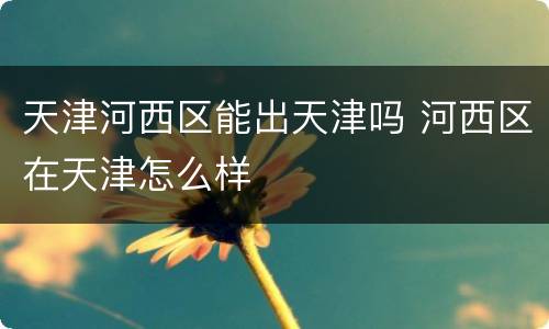 天津河西区能出天津吗 河西区在天津怎么样