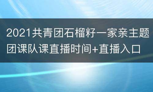 2021共青团石榴籽一家亲主题团课队课直播时间+直播入口
