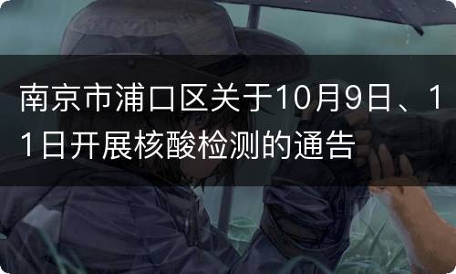 南京市浦口区关于10月9日、11日开展核酸检测的通告