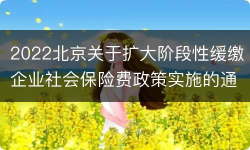 2022北京关于扩大阶段性缓缴企业社会保险费政策实施的通告