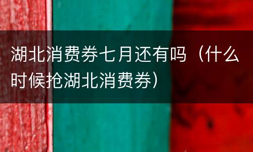 湖北消费券七月还有吗（什么时候抢湖北消费券）