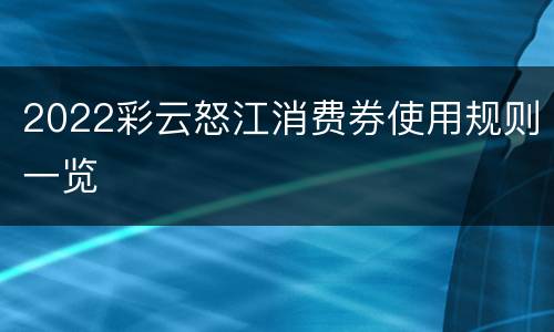 2022彩云怒江消费券使用规则一览
