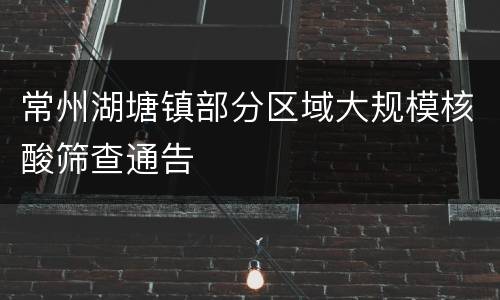 常州湖塘镇部分区域大规模核酸筛查通告