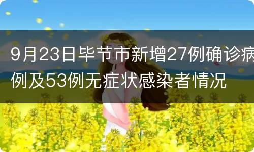 9月23日毕节市新增27例确诊病例及53例无症状感染者情况