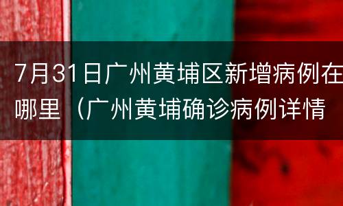7月31日广州黄埔区新增病例在哪里（广州黄埔确诊病例详情）
