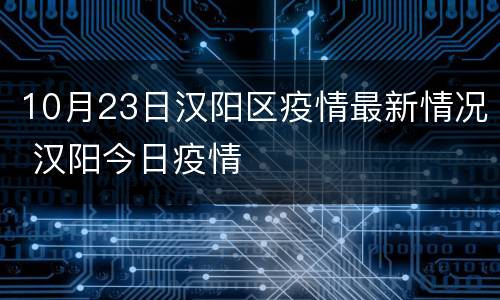 10月23日汉阳区疫情最新情况 汉阳今日疫情