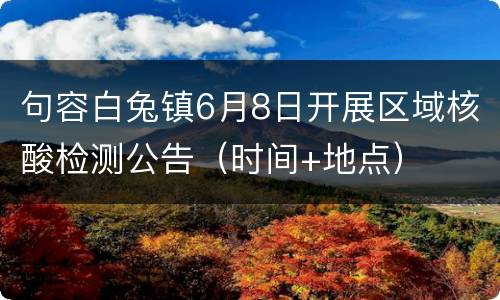 句容白兔镇6月8日开展区域核酸检测公告（时间+地点）