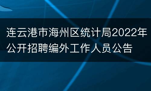 连云港市海州区统计局2022年公开招聘编外工作人员公告