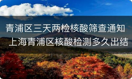 青浦区三天两检核酸筛查通知 上海青浦区核酸检测多久出结果