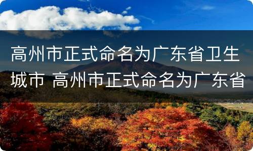 高州市正式命名为广东省卫生城市 高州市正式命名为广东省卫生城市吗