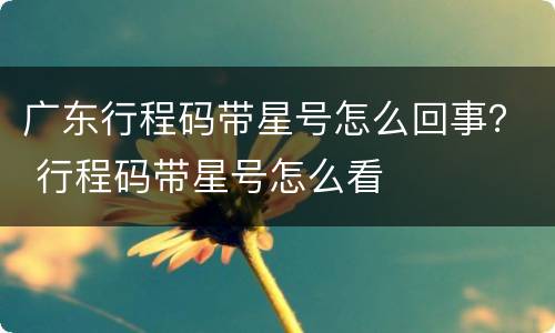 广东行程码带星号怎么回事？ 行程码带星号怎么看