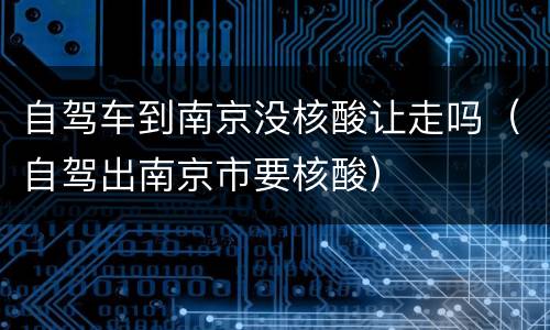 自驾车到南京没核酸让走吗（自驾出南京市要核酸）