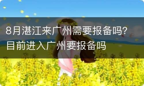 8月湛江来广州需要报备吗？ 目前进入广州要报备吗