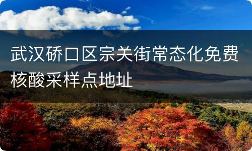 武汉硚口区宗关街常态化免费核酸采样点地址