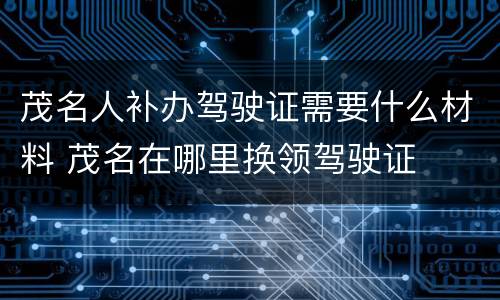 茂名人补办驾驶证需要什么材料 茂名在哪里换领驾驶证