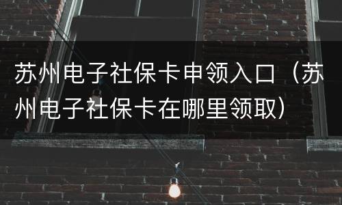 苏州电子社保卡申领入口（苏州电子社保卡在哪里领取）