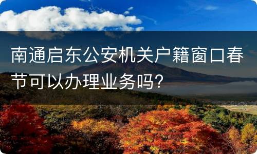 南通启东公安机关户籍窗口春节可以办理业务吗?