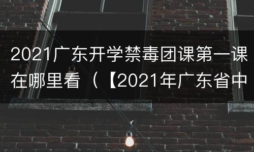 2021广东开学禁毒团课第一课在哪里看(【2021年广东省中学秋季开学禁毒团课第一课】)
