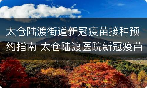 太仓陆渡街道新冠疫苗接种预约指南 太仓陆渡医院新冠疫苗