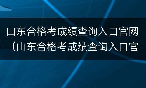 山东合格考成绩查询入口官网（山东合格考成绩查询入口官网怎么改验证码）
