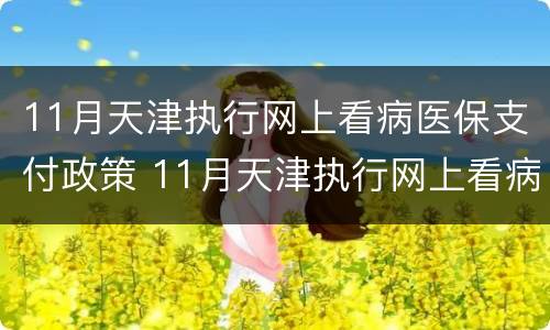 11月天津执行网上看病医保支付政策 11月天津执行网上看病医保支付政策吗