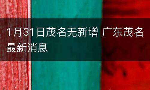 1月31日茂名无新增 广东茂名最新消息