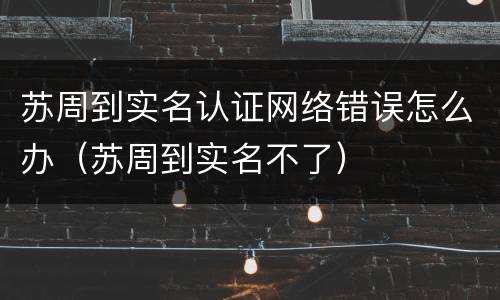 苏周到实名认证网络错误怎么办（苏周到实名不了）