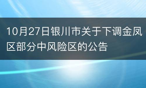 10月27日银川市关于下调金凤区部分中风险区的公告
