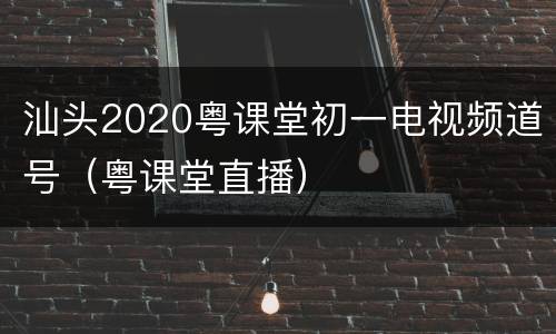 汕头2020粤课堂初一电视频道号（粤课堂直播）