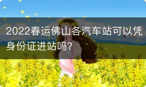 2022春运佛山各汽车站可以凭身份证进站吗？