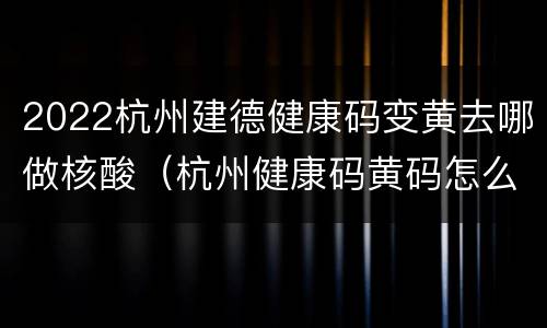 2022杭州建德健康码变黄去哪做核酸（杭州健康码黄码怎么变绿）