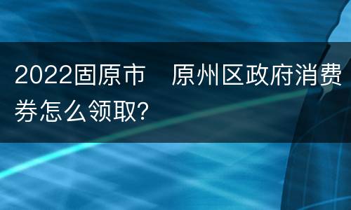 2022固原市​原州区政府消费券怎么领取？