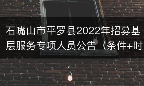 石嘴山市平罗县2022年招募基层服务专项人员公告（条件+时间+流程）