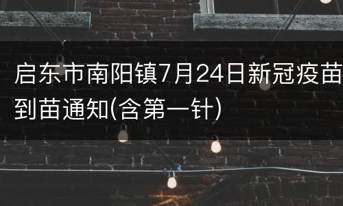 启东市南阳镇7月24日新冠疫苗到苗通知(含第一针)
