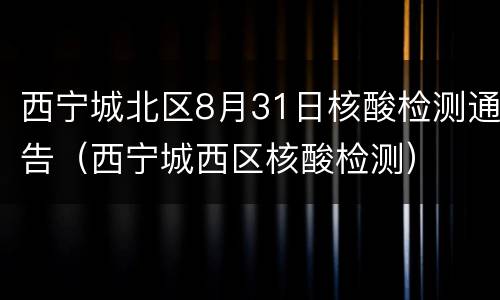 西宁城北区8月31日核酸检测通告（西宁城西区核酸检测）