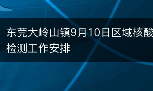 东莞大岭山镇9月10日区域核酸检测工作安排