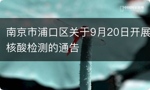 南京市浦口区关于9月20日开展核酸检测的通告