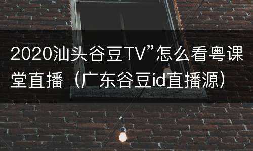 2020汕头谷豆TV”怎么看粤课堂直播（广东谷豆id直播源）