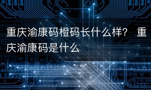 重庆渝康码橙码长什么样？ 重庆渝康码是什么