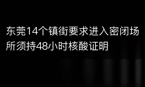 东莞14个镇街要求进入密闭场所须持48小时核酸证明