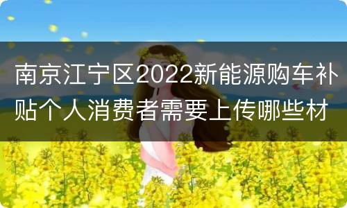 南京江宁区2022新能源购车补贴个人消费者需要上传哪些材料