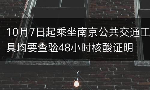 10月7日起乘坐南京公共交通工具均要查验48小时核酸证明