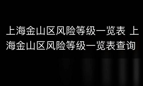 上海金山区风险等级一览表 上海金山区风险等级一览表查询