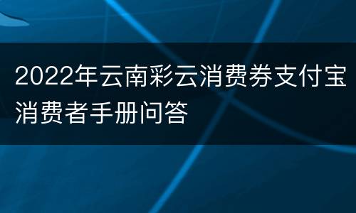 2022年云南彩云消费券支付宝消费者手册问答